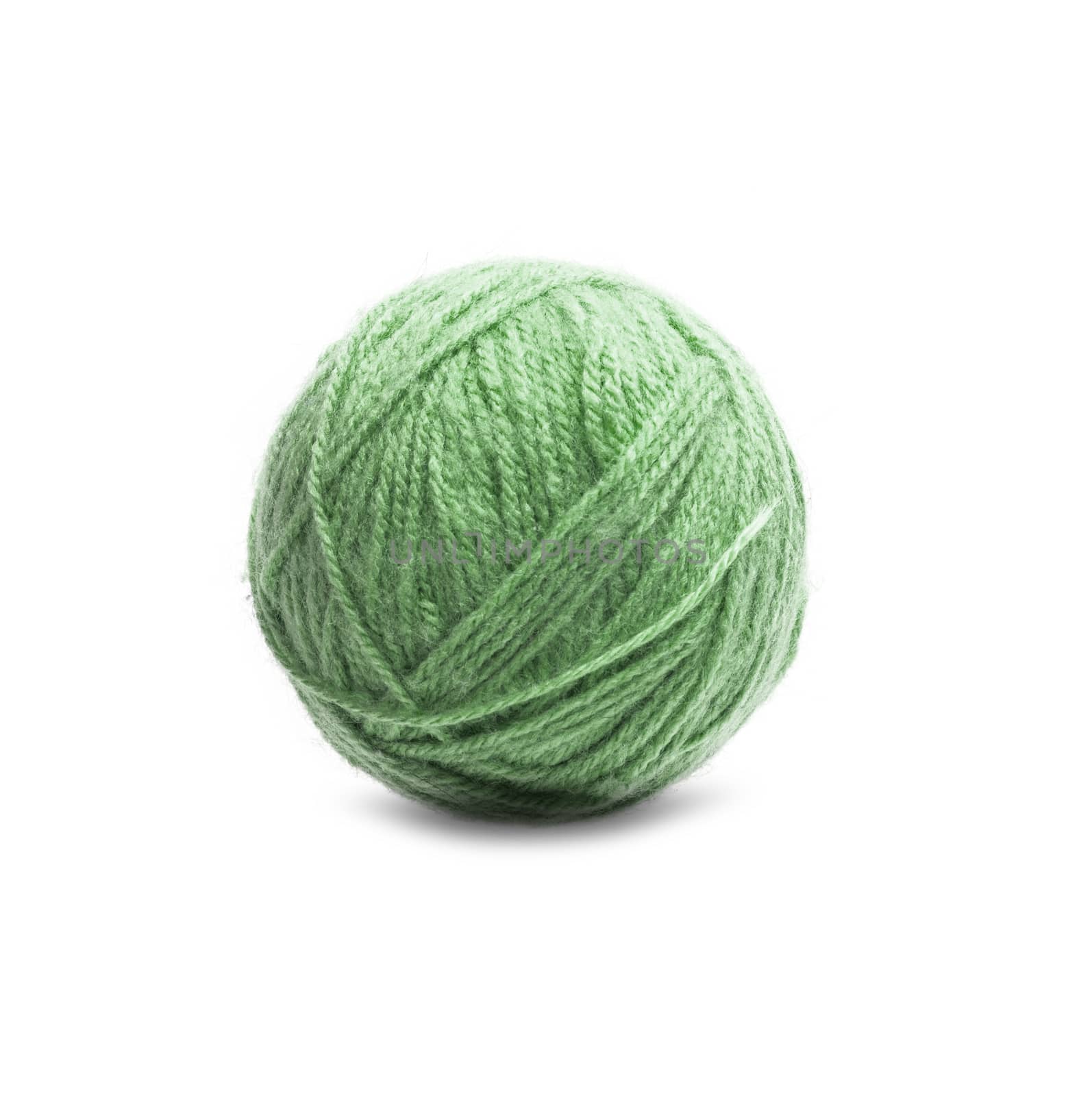 Dark Green Ball of Threads wool yarn isolated on white background