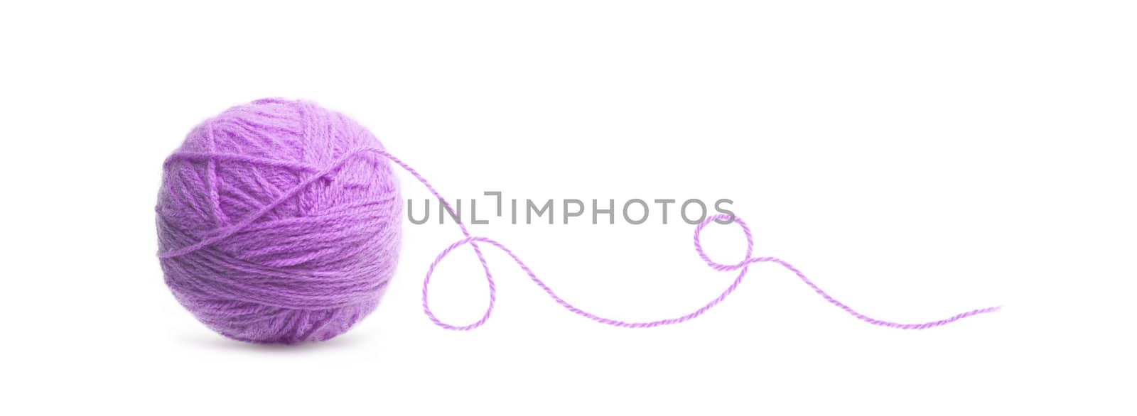 Pink ball of Threads wool yarn isolated on white background