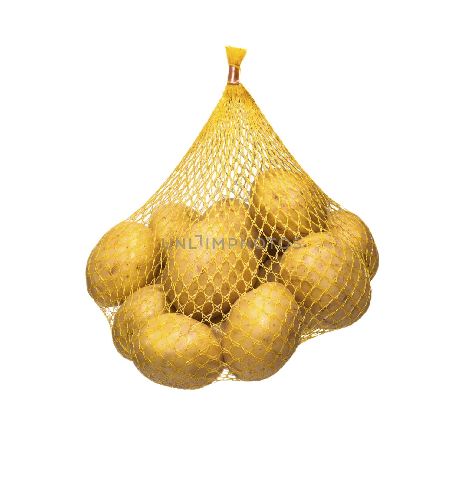 Potatoes fresh in the package isolated on white background