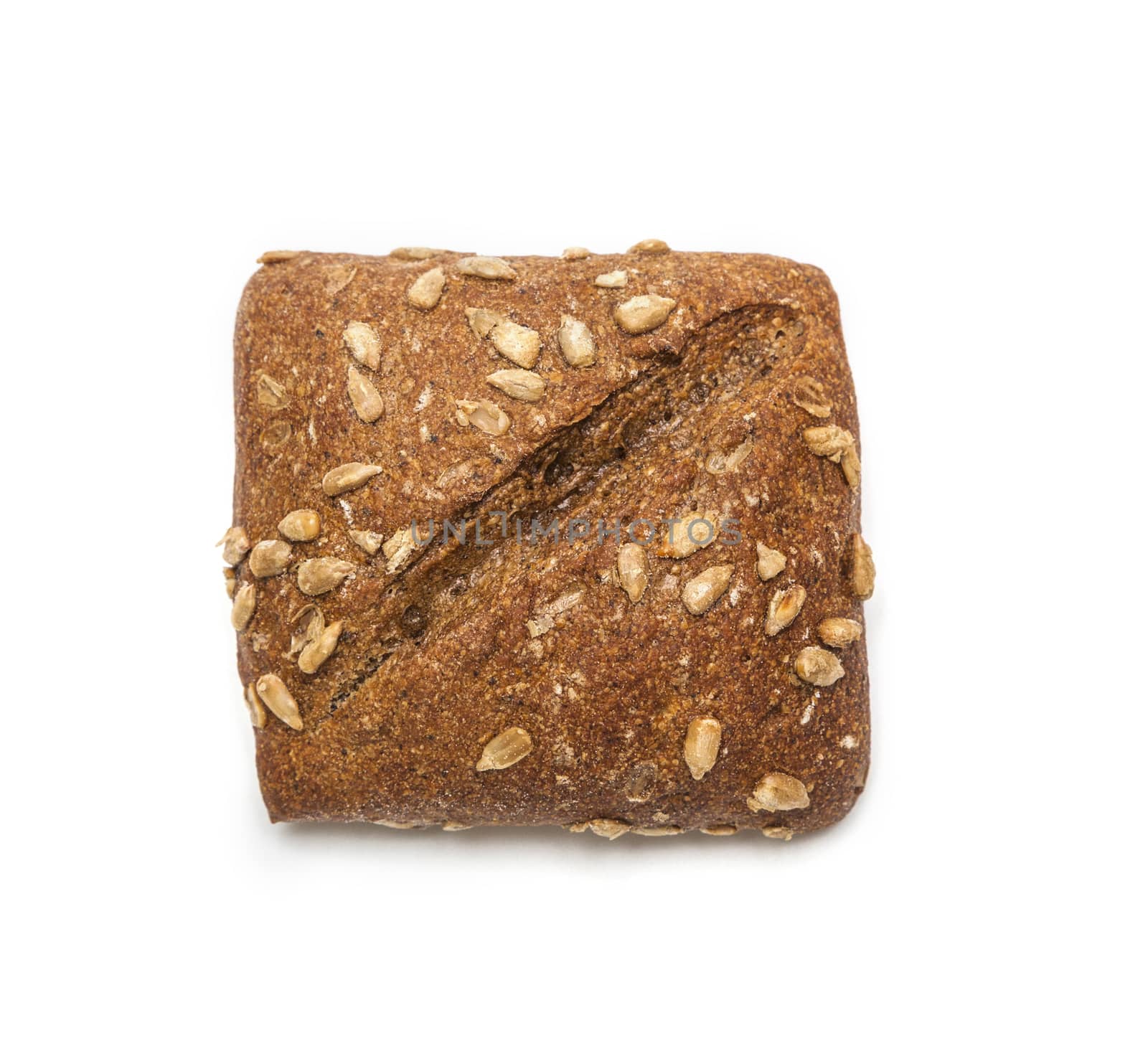 Ciabatta, Italian bread is studded with seeds, isolated on a white background