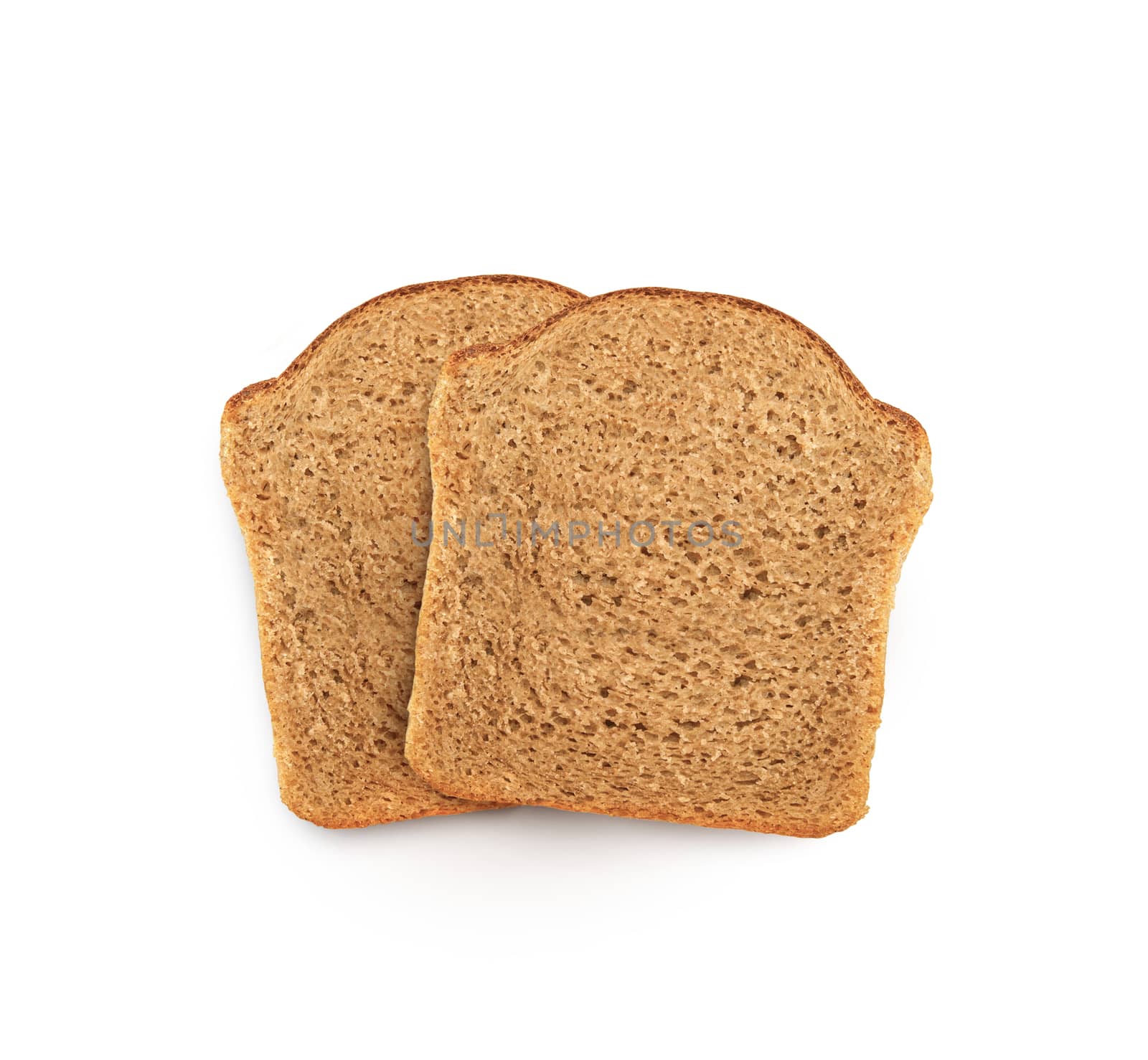 Brown bread slice isolated on white background