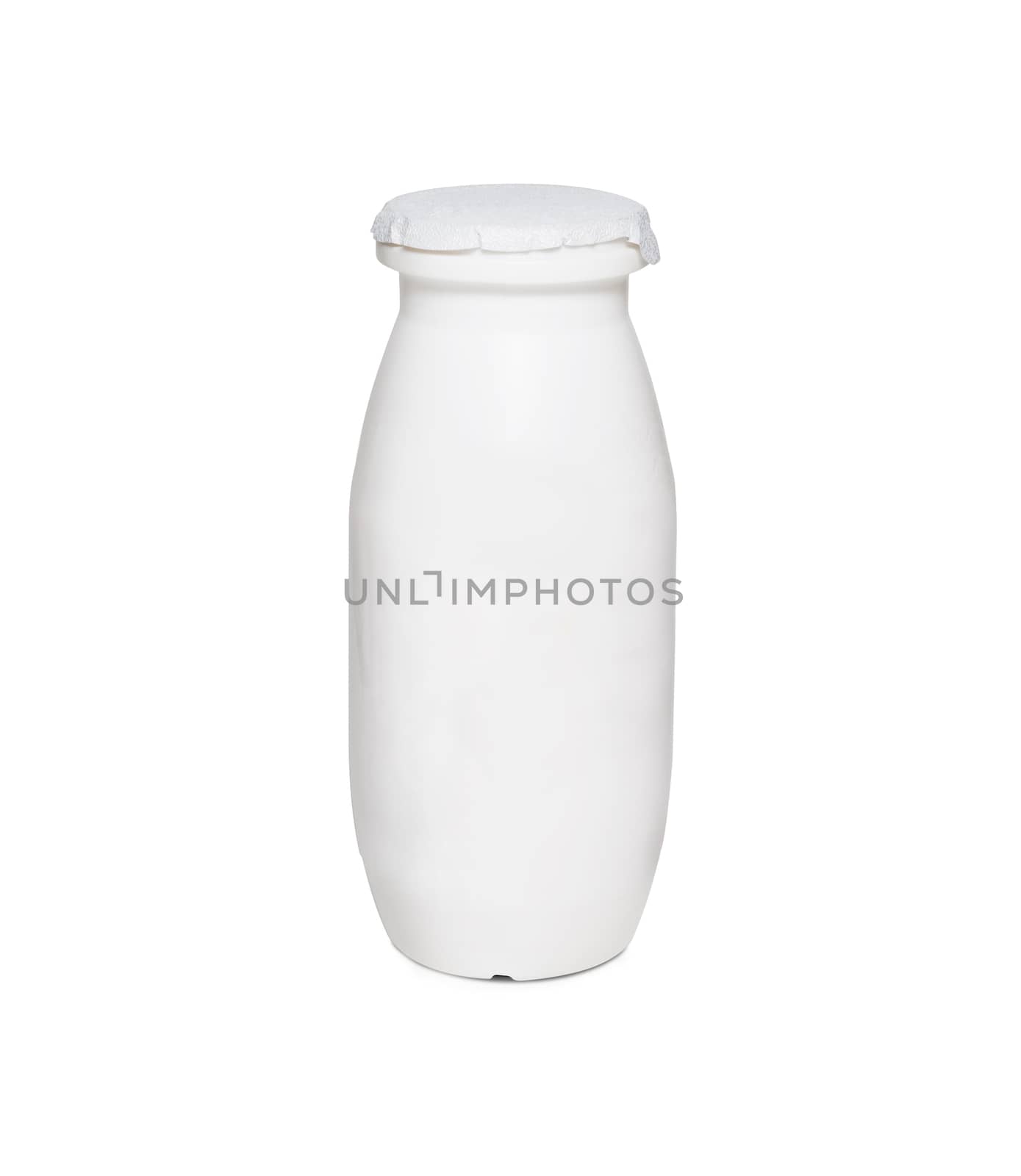 Yogurt or Milk plastic bottle, closed container. Isolated on white background