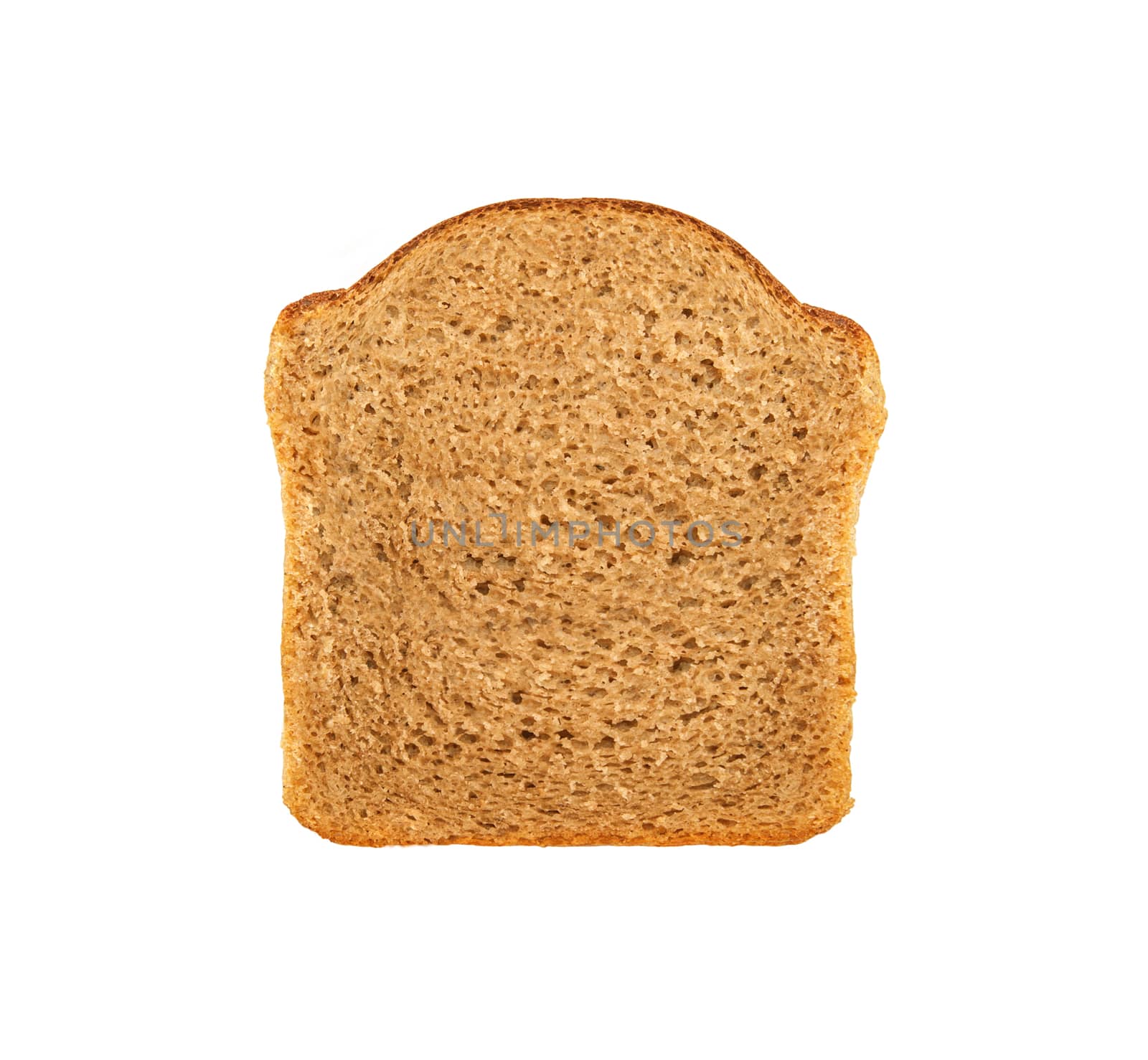 Brown bread slice isolated on white background
