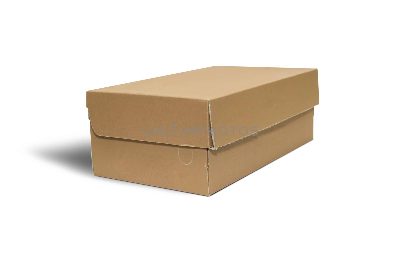 Empty brown Cardboard box with opened lid isolated on white background. With clipping path.