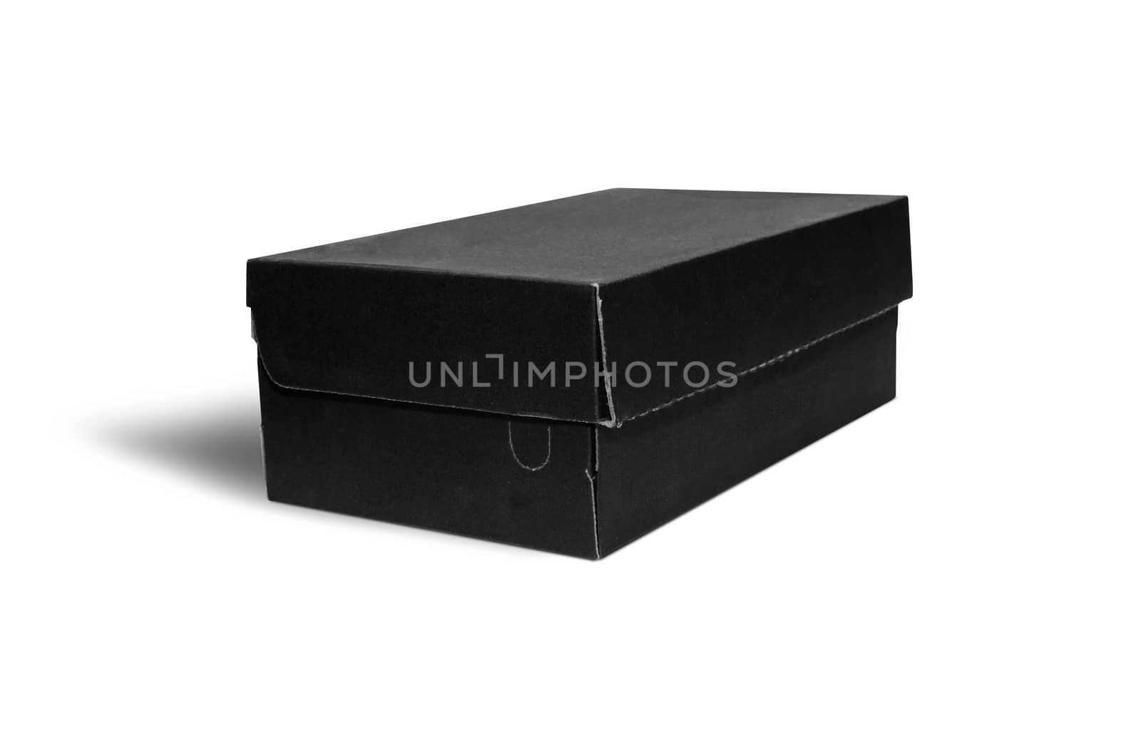 Empty black Cardboard box with opened lid isolated on white background. With clipping path.