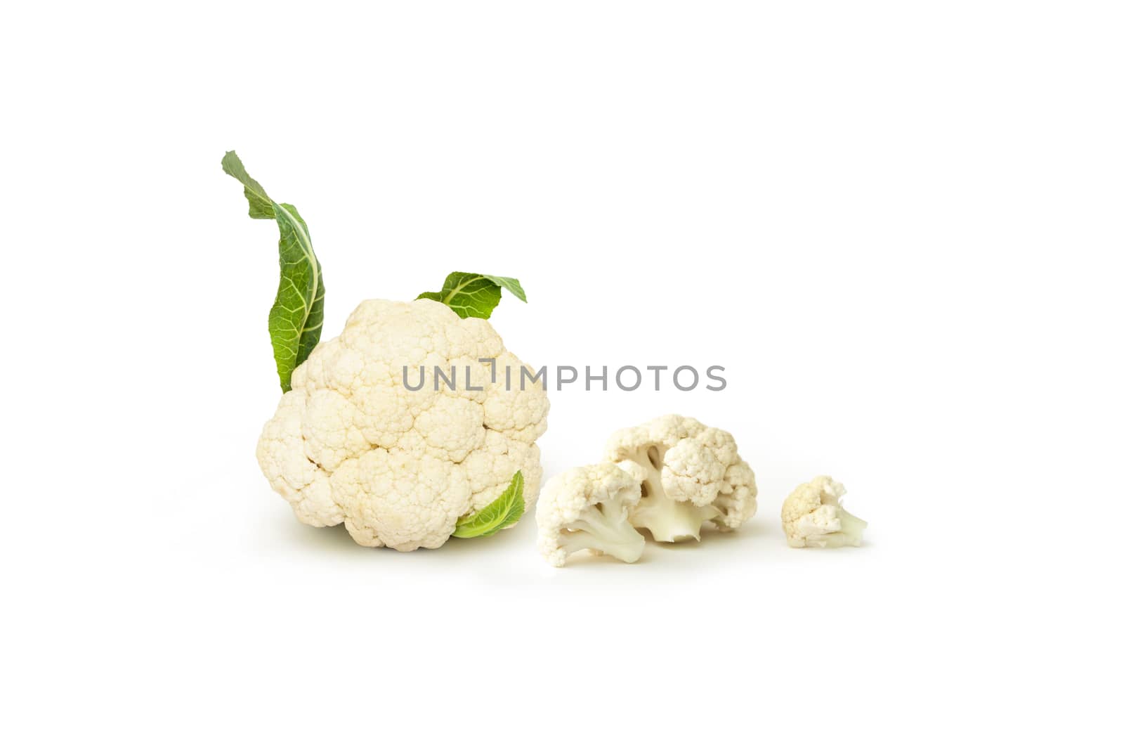 Fresh cauliflower cabbage vegetable on white background