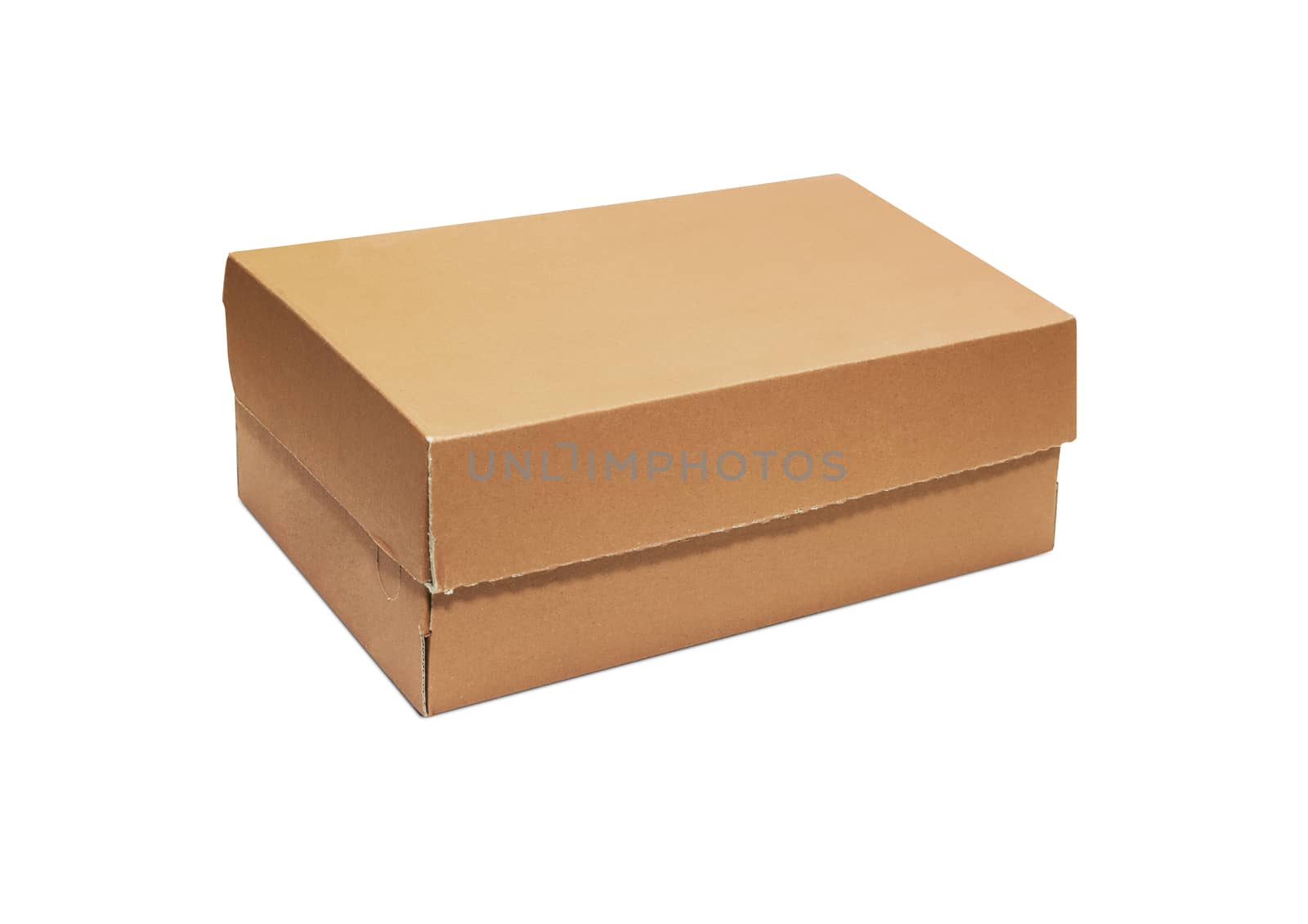 Empty Brown Cardboard box with opened lid isolated on white background. With clipping path.