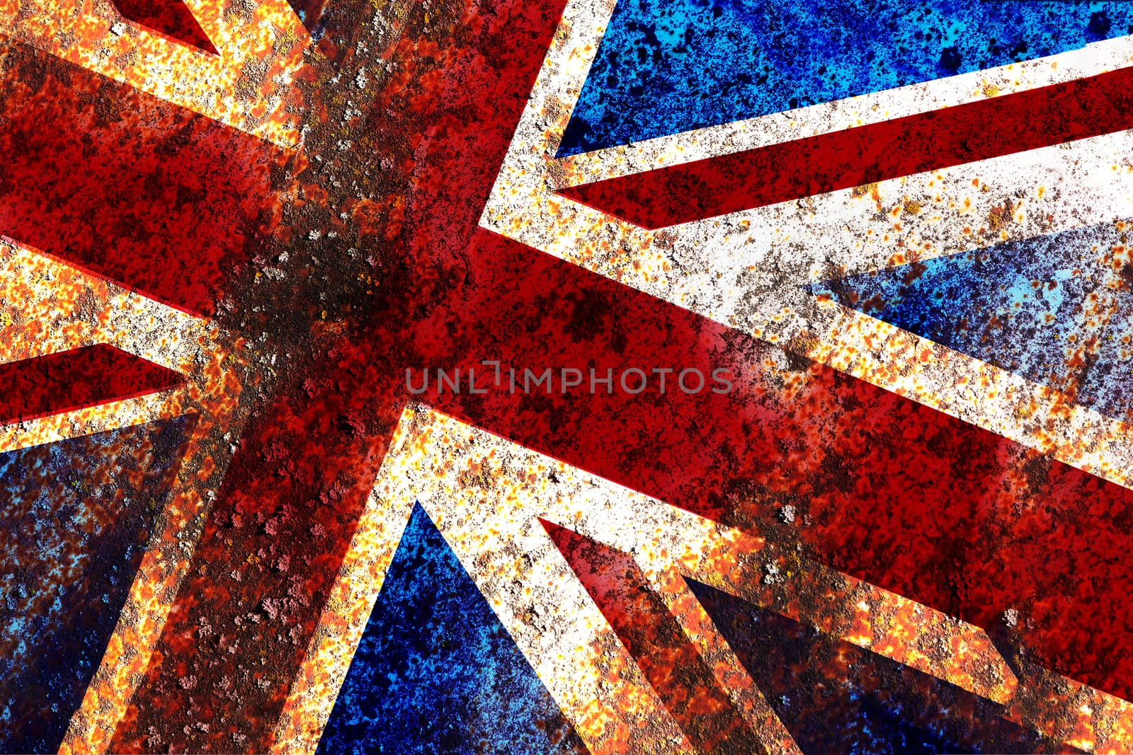Grunge England flag on rusty metal background texture