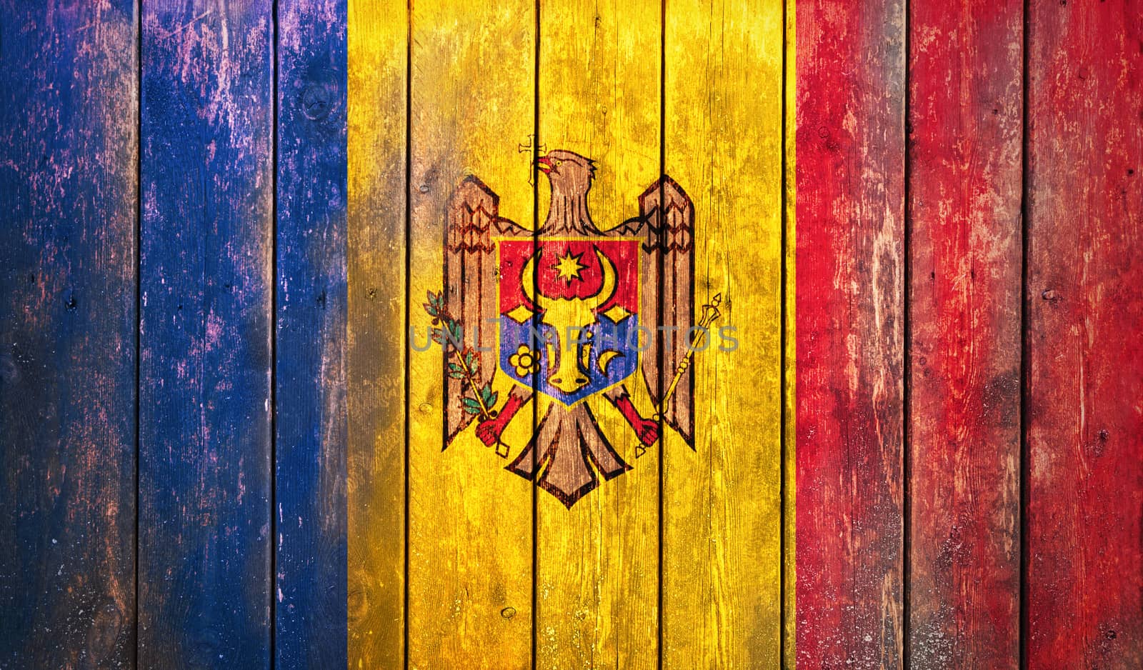 Grunge Moldova Republic flag on a wood surface