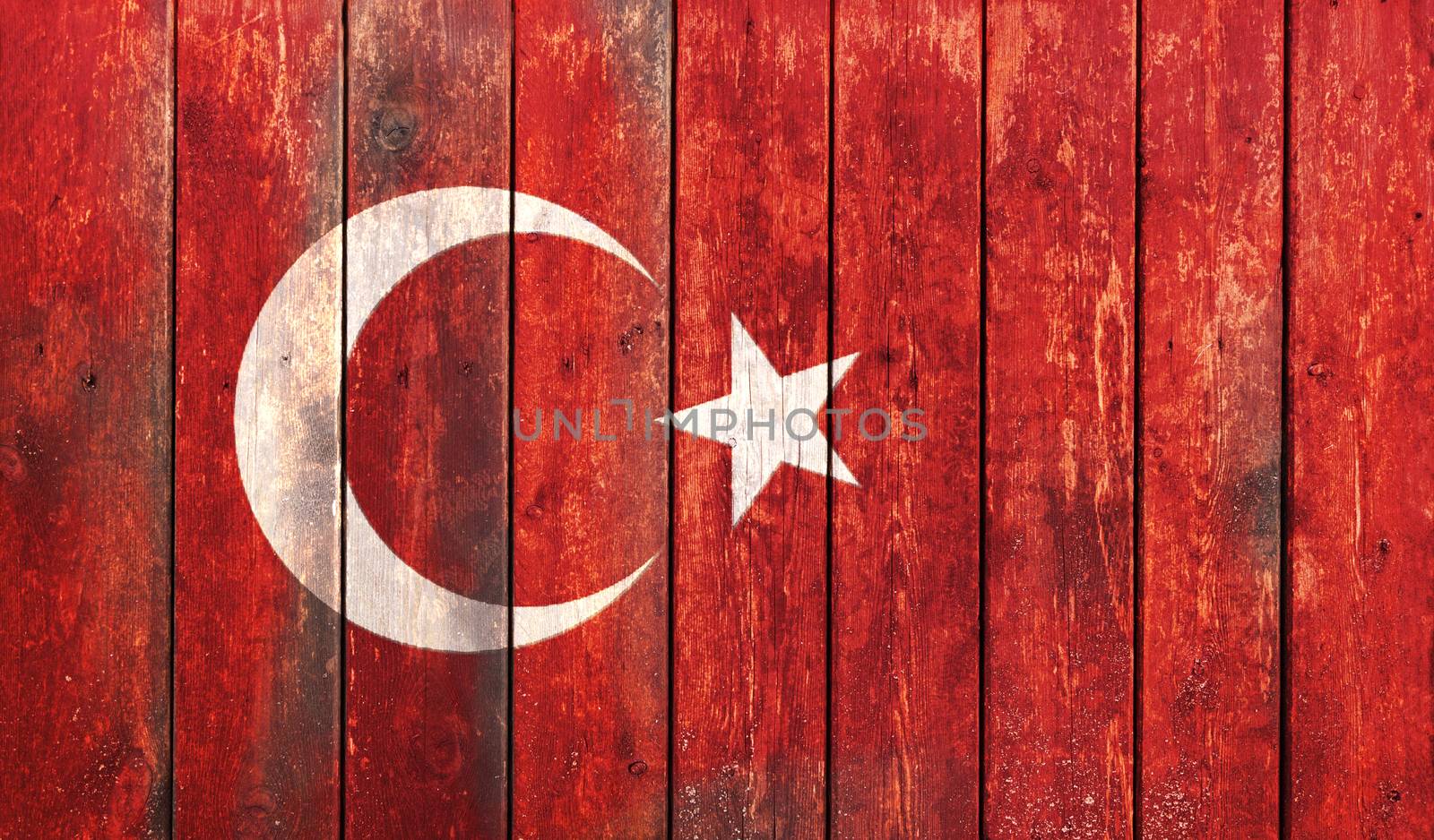 Grunge Turkish flag on a wood surface
