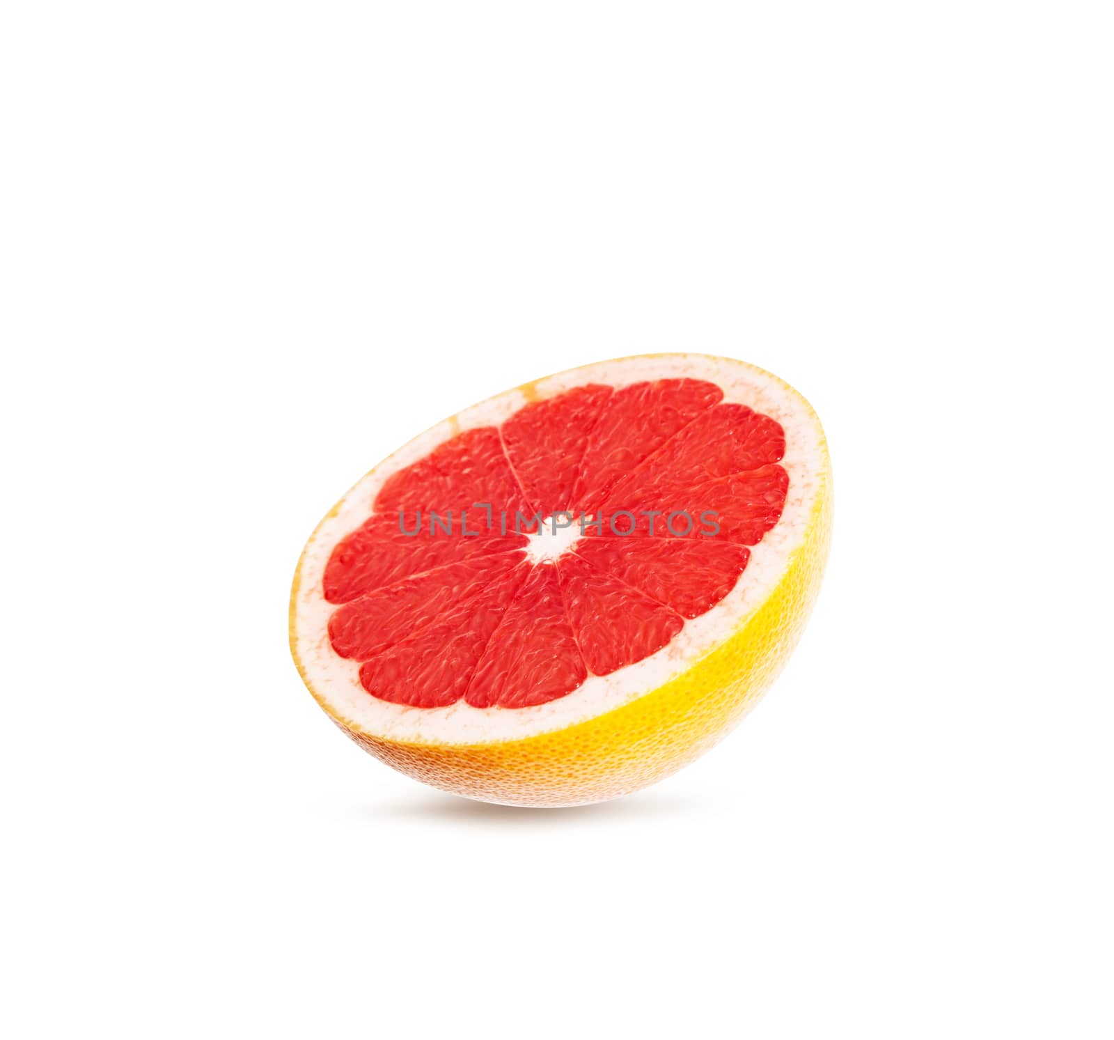 Grapefruit fresh fruit one slice. Isolated on white background