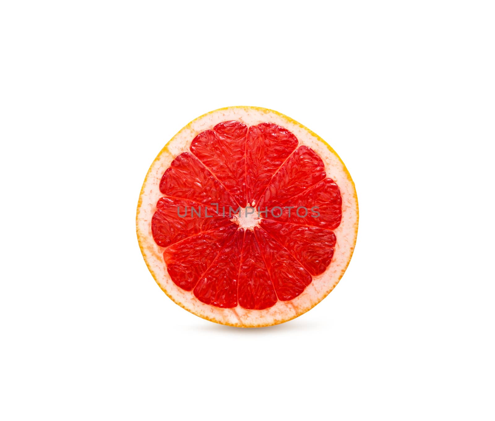 Grapefruit fresh fruit one slice. Isolated on white background