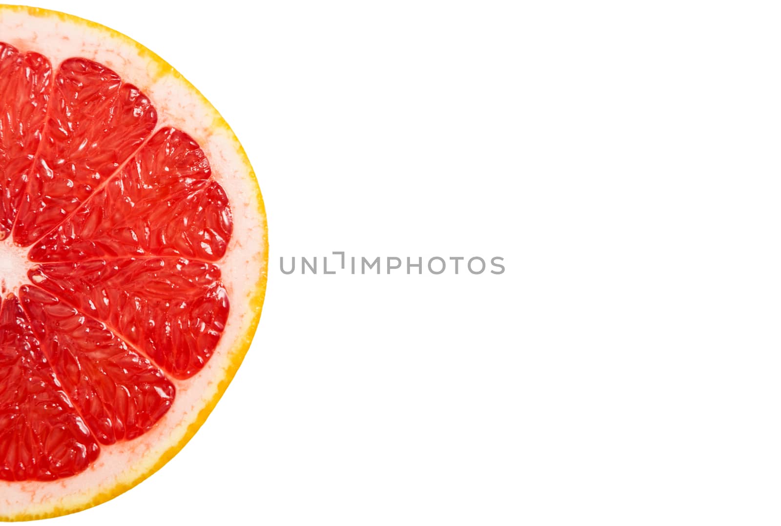 Grapefruit fresh fruit one slice. Isolated on white background