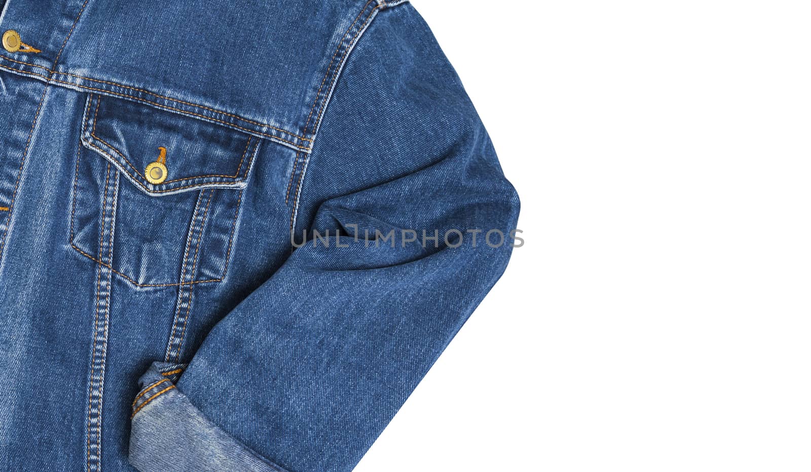 Jeans jacket blue color, isolated on white background by SlayCer