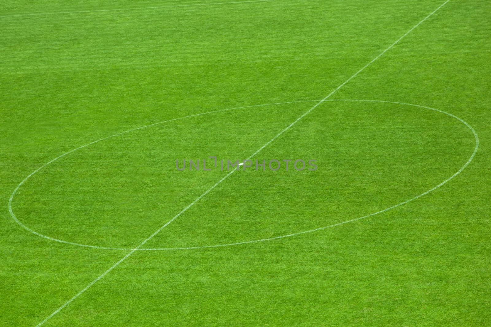 Soccer field center and ball top view background