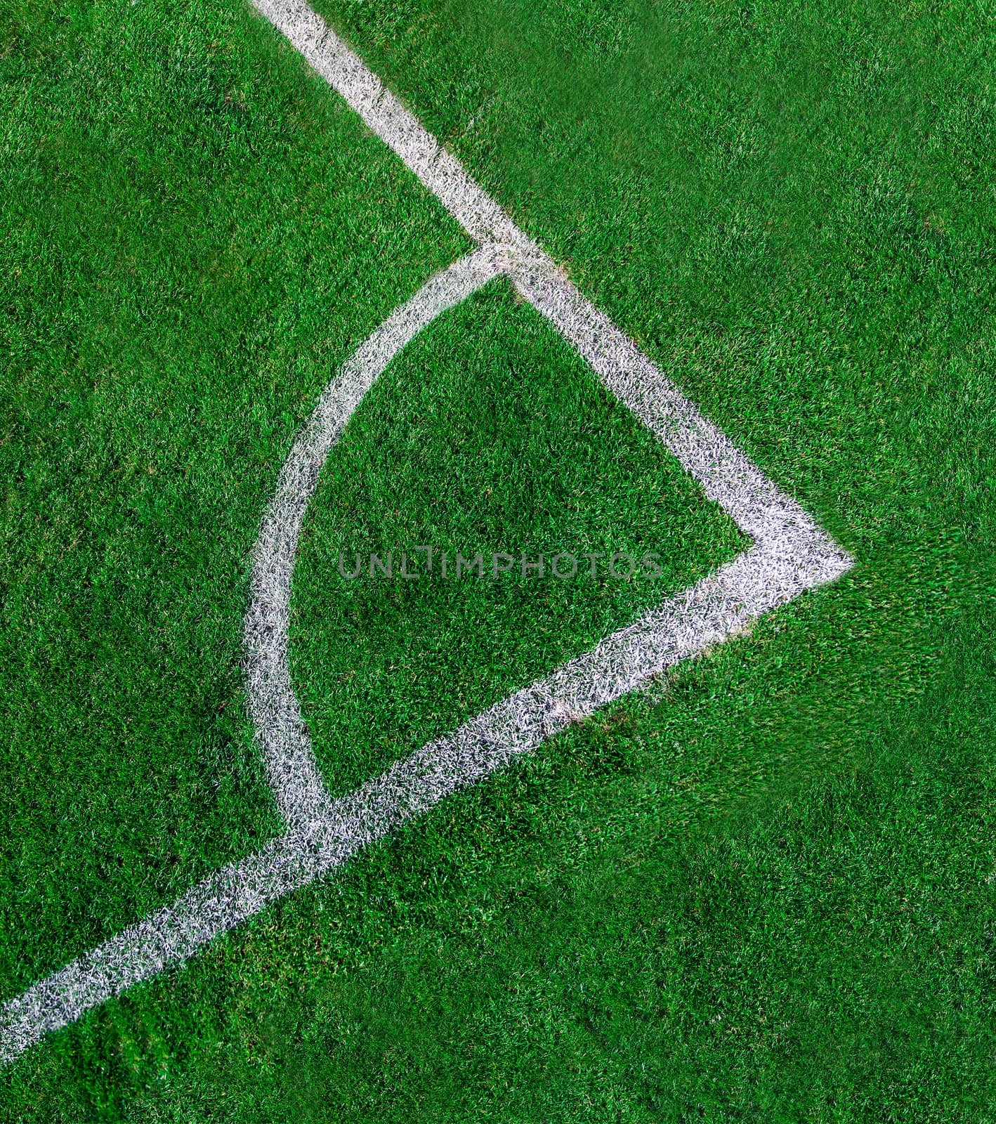 White line Corner of the artificial grass soccer field