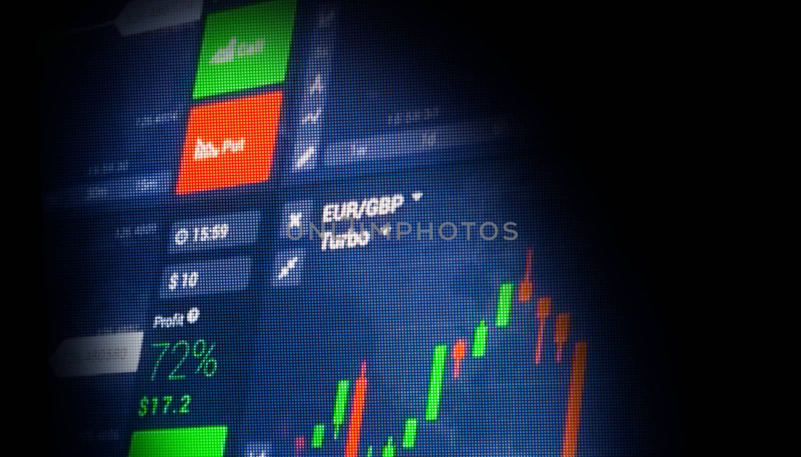 Stock market chart, Stock market data in blue on LED display concept