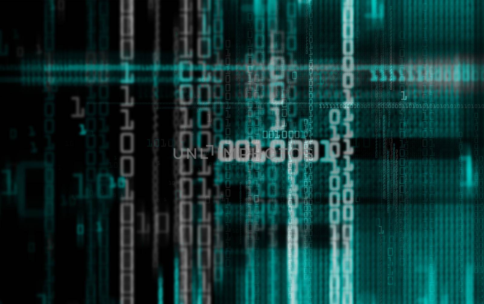 Digital binary data and electronic circuit board. Cyber security concept background.