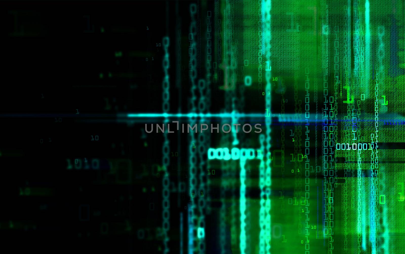 Digital binary data and electronic circuit board. Cyber security concept background.