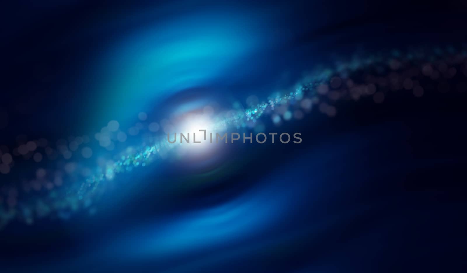 Glitter vintage lights background, dark blue and white, defocused.