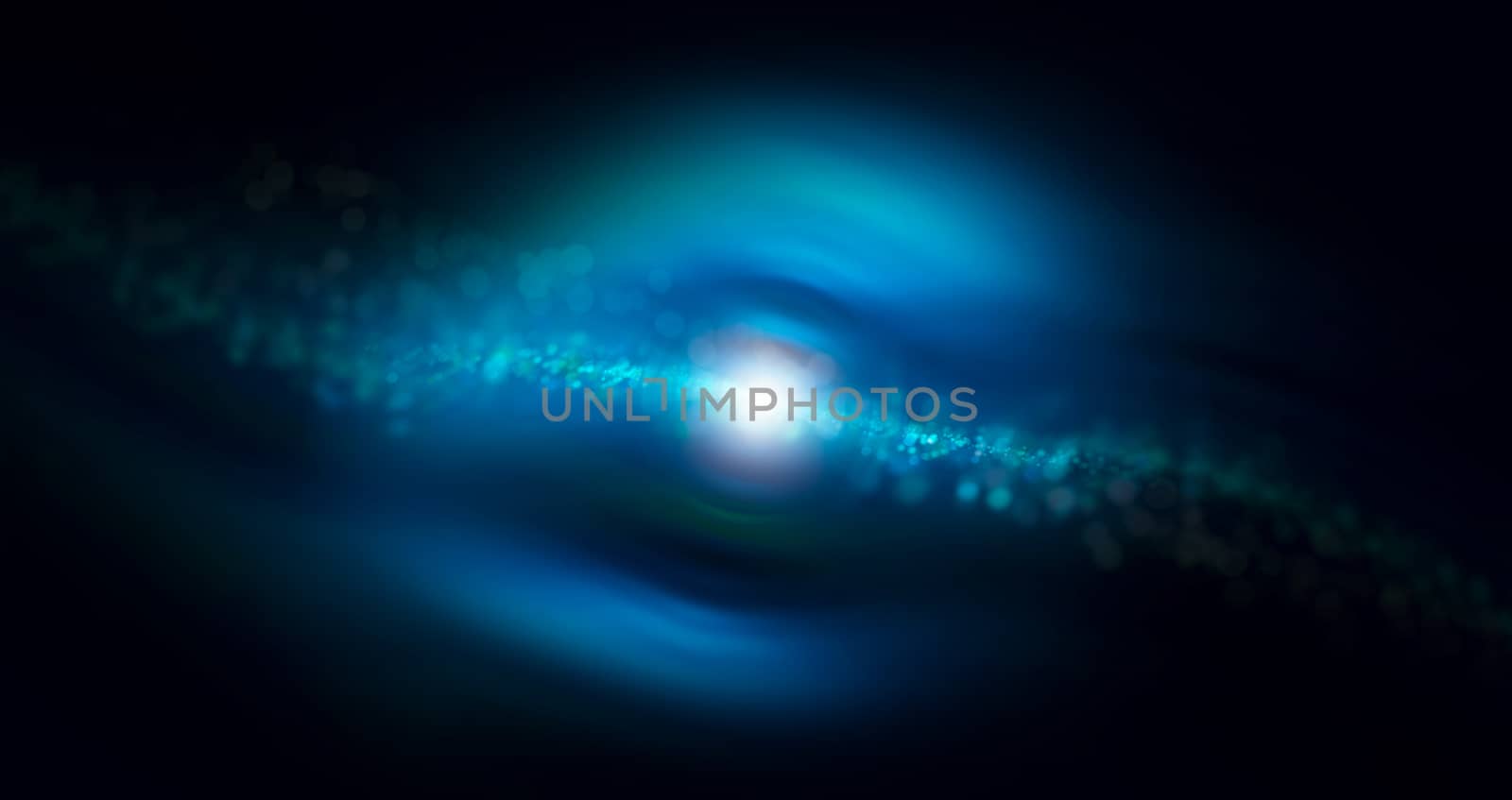 Glitter vintage lights background, dark blue and white, defocused.