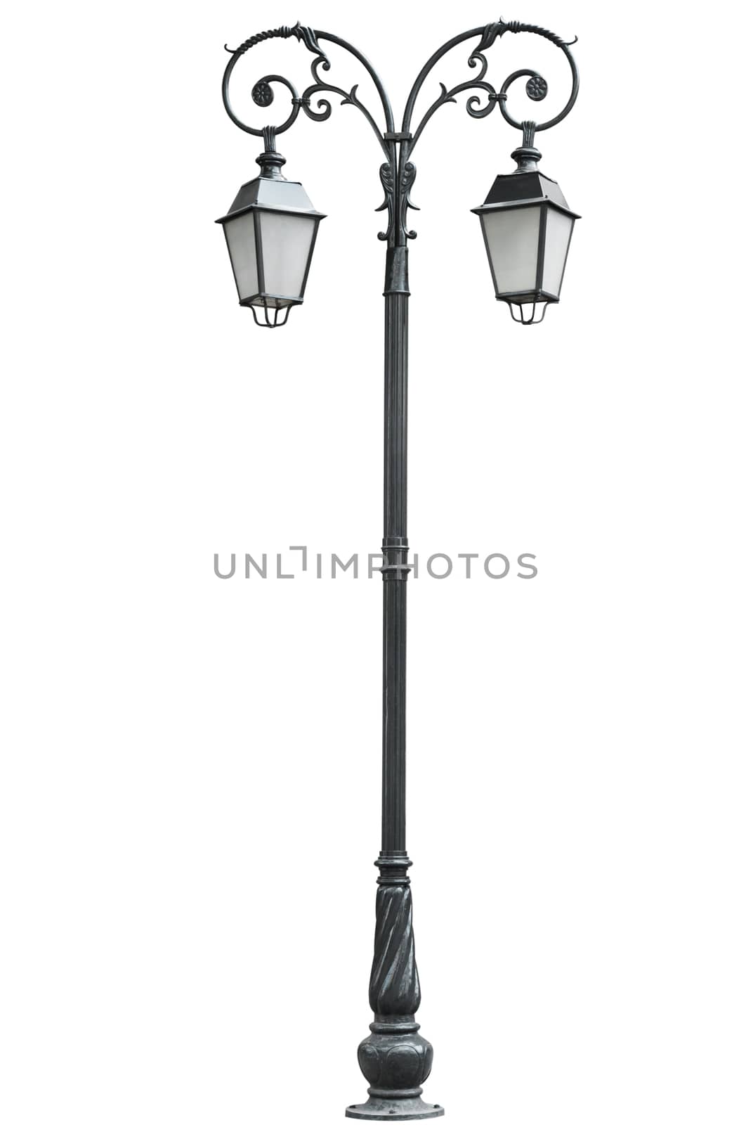 An old street lamppost isolated over white