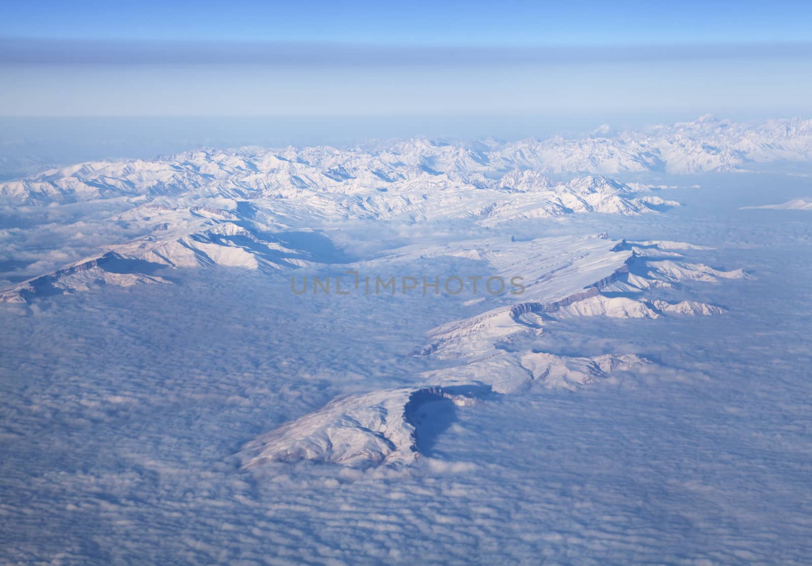 Mountain in Middle East, view from airplane