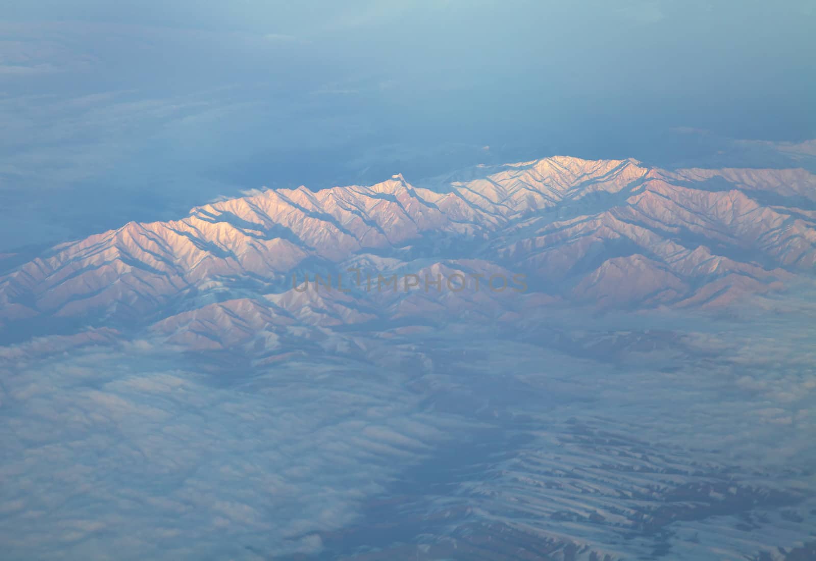 Mountain in Middle East, view from airplane