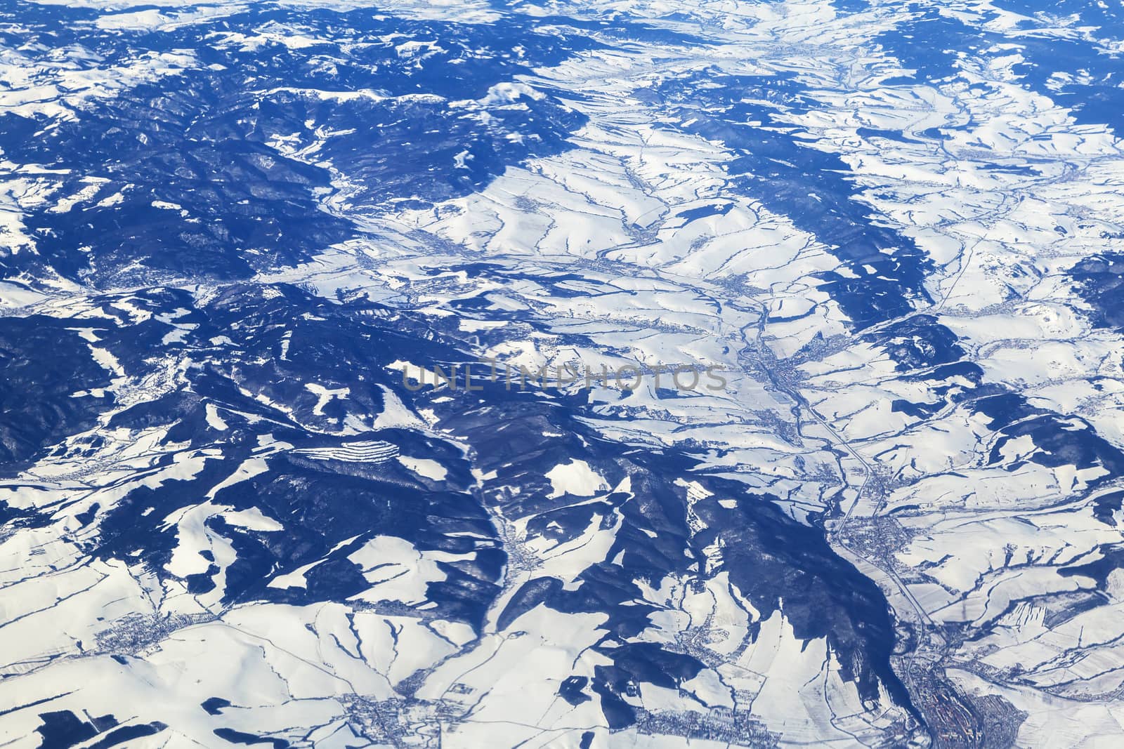 Mountain in Middle East, view from airplane