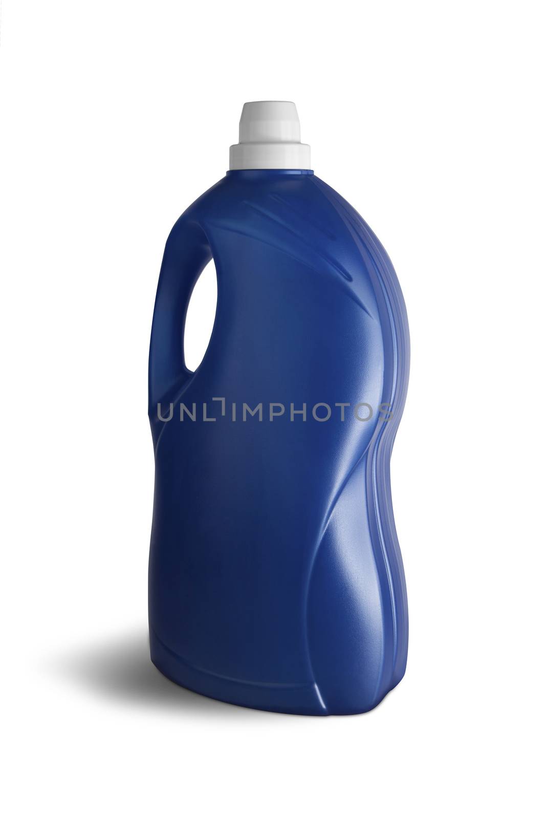 Blue plastic bottle on white background. With clipping path