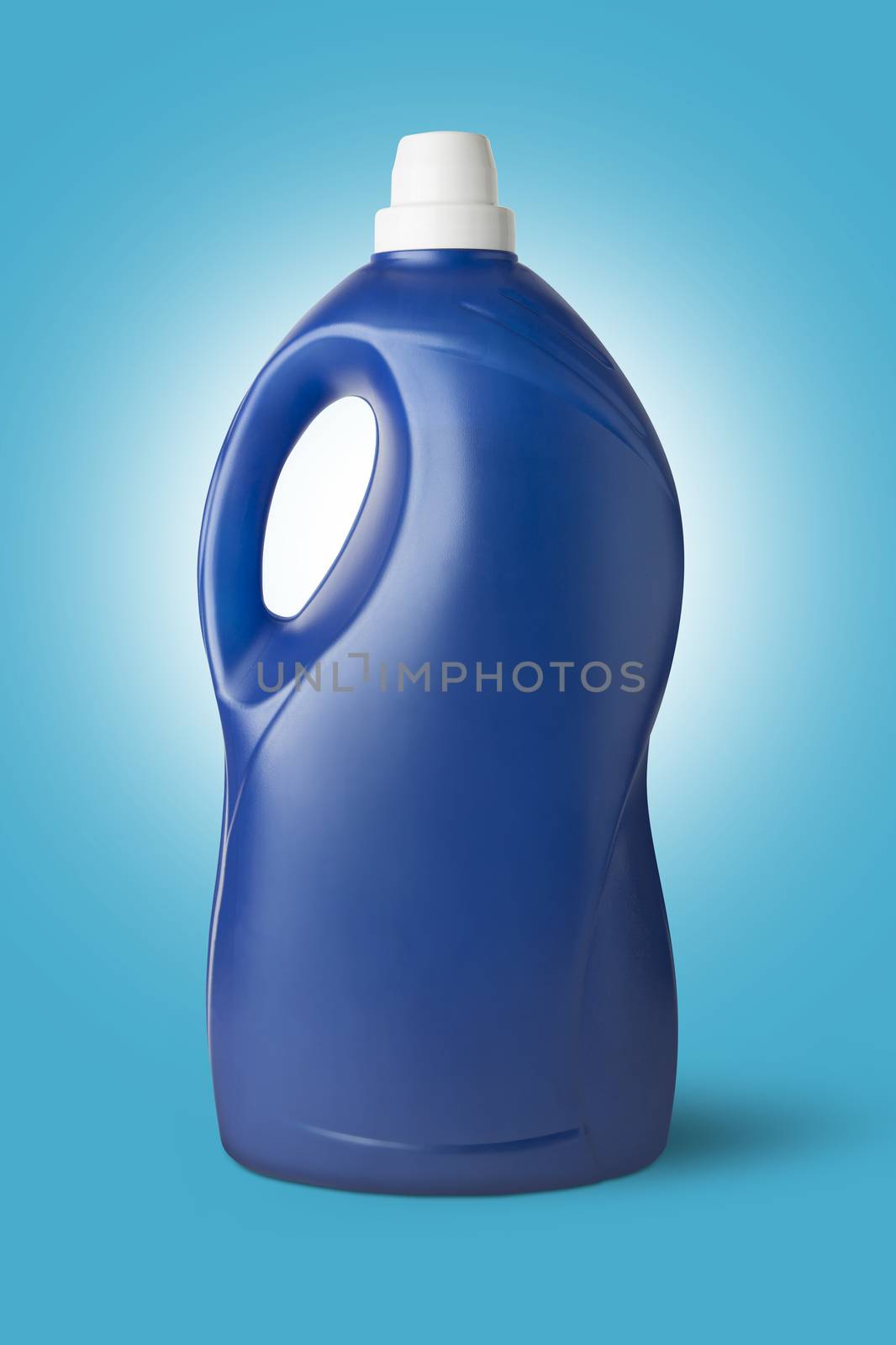 Blue plastic bottle on white background. With clipping path