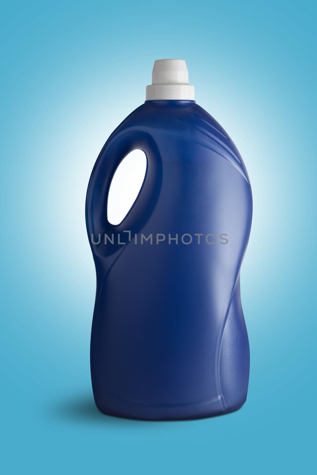 Blue plastic bottle on white background. With clipping path