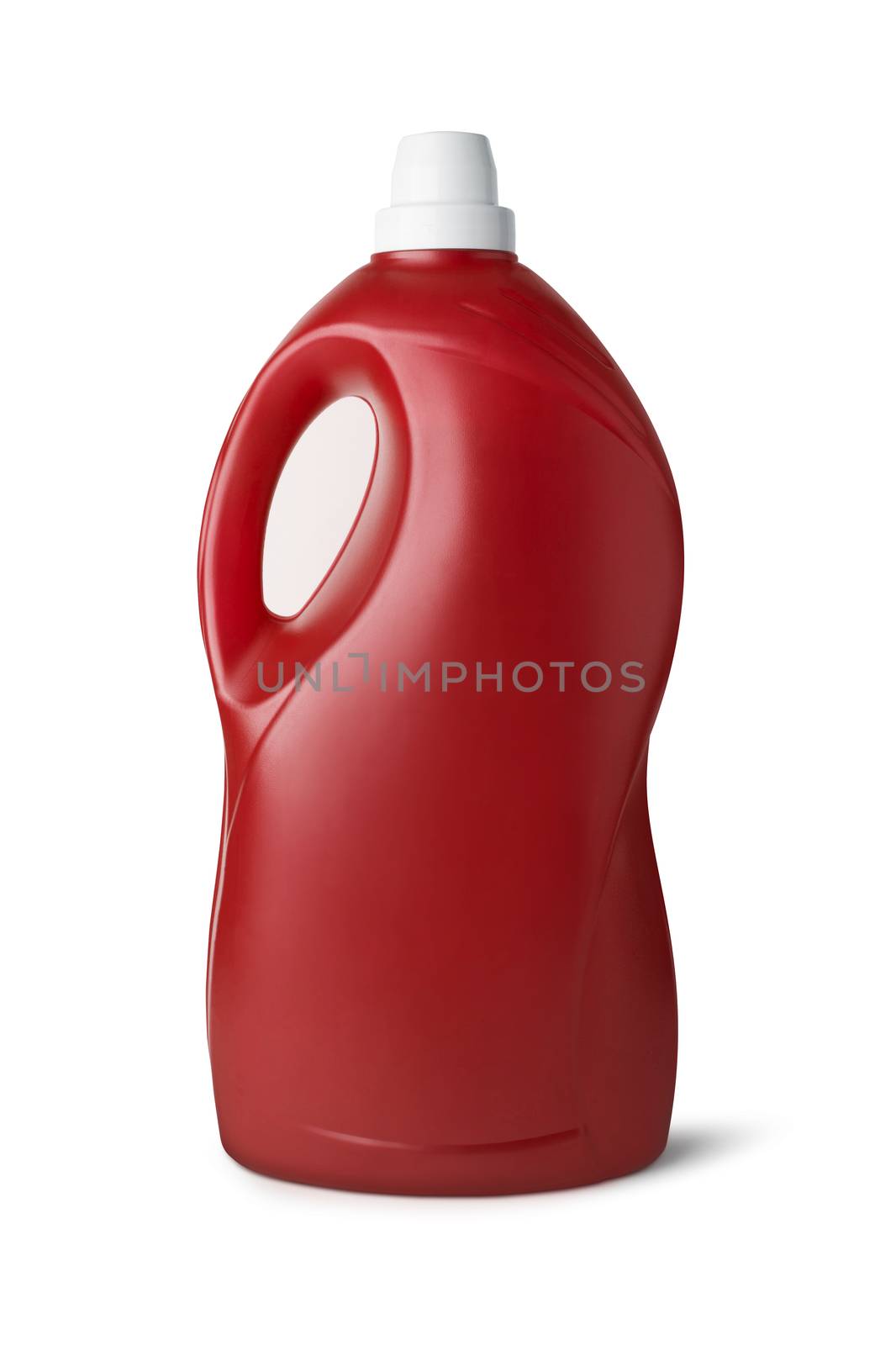 Red plastic bottle on white background. With clipping path