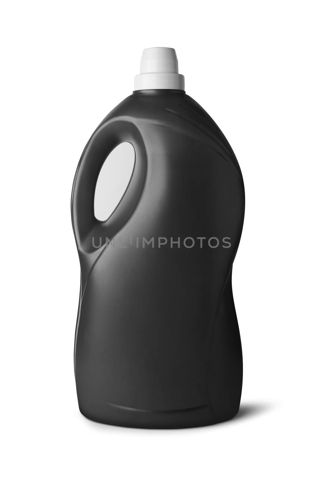 Black plastic bottle on white background. With clipping path