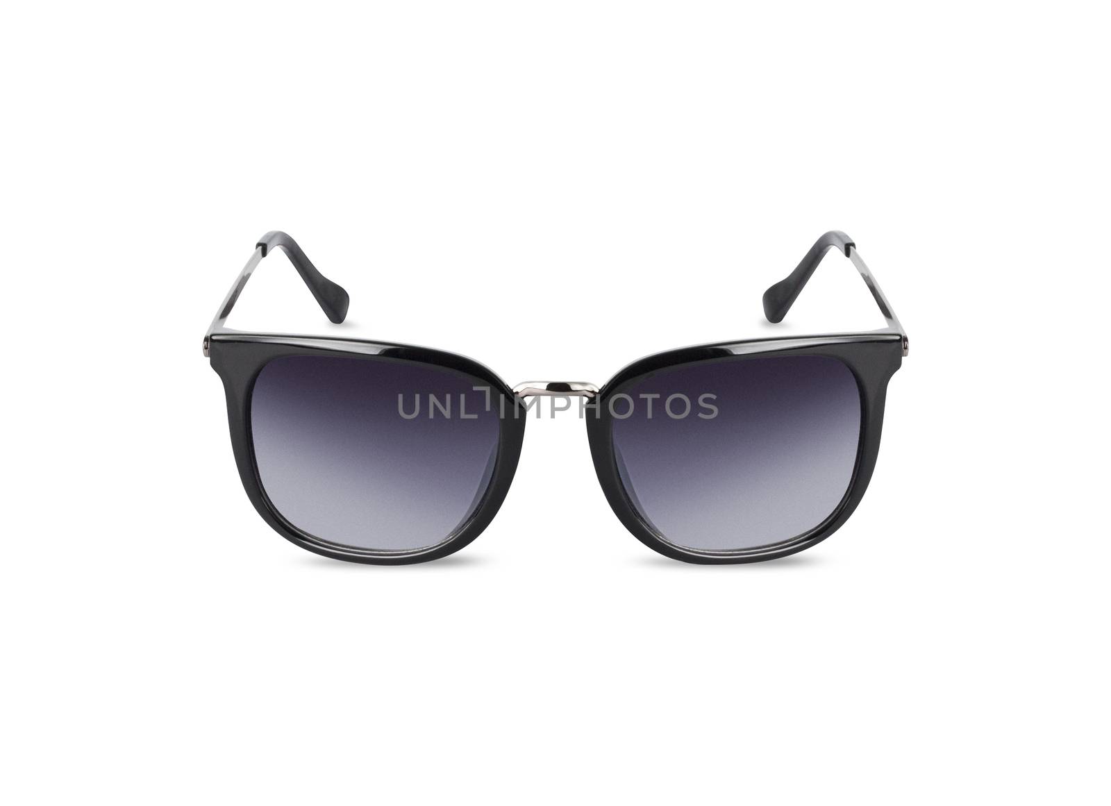 Black Sunglasses for women. Isolated on white background. With clipping path.