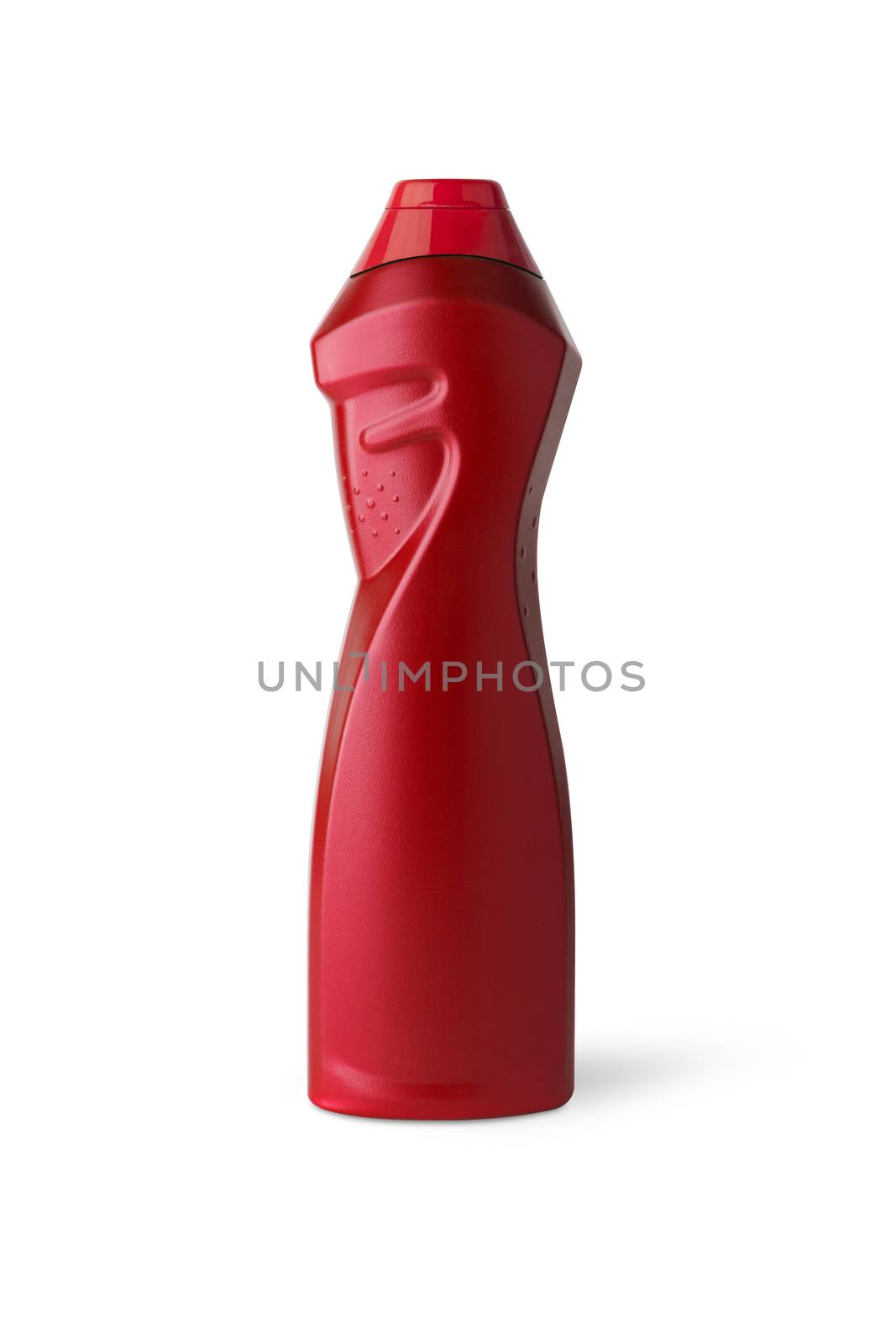 Plastic bottle. Red color isolated on white background. With clipping path