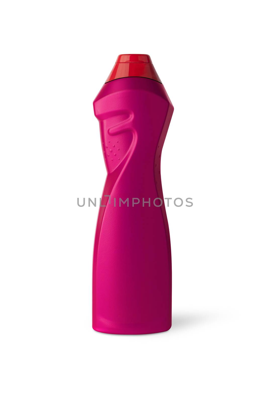 Plastic bottle. Pink color isolated on white background. With clipping path
