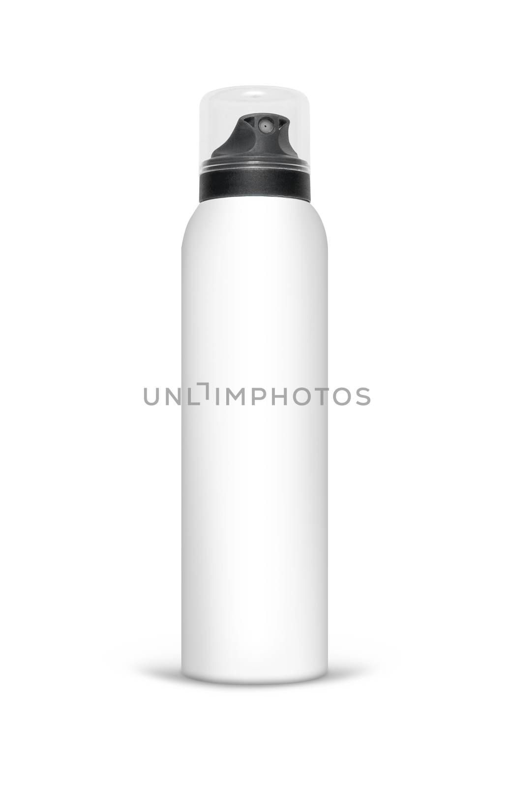 Blank aluminum spray can isolated on white background. Template bottle spray for design. With clipping path