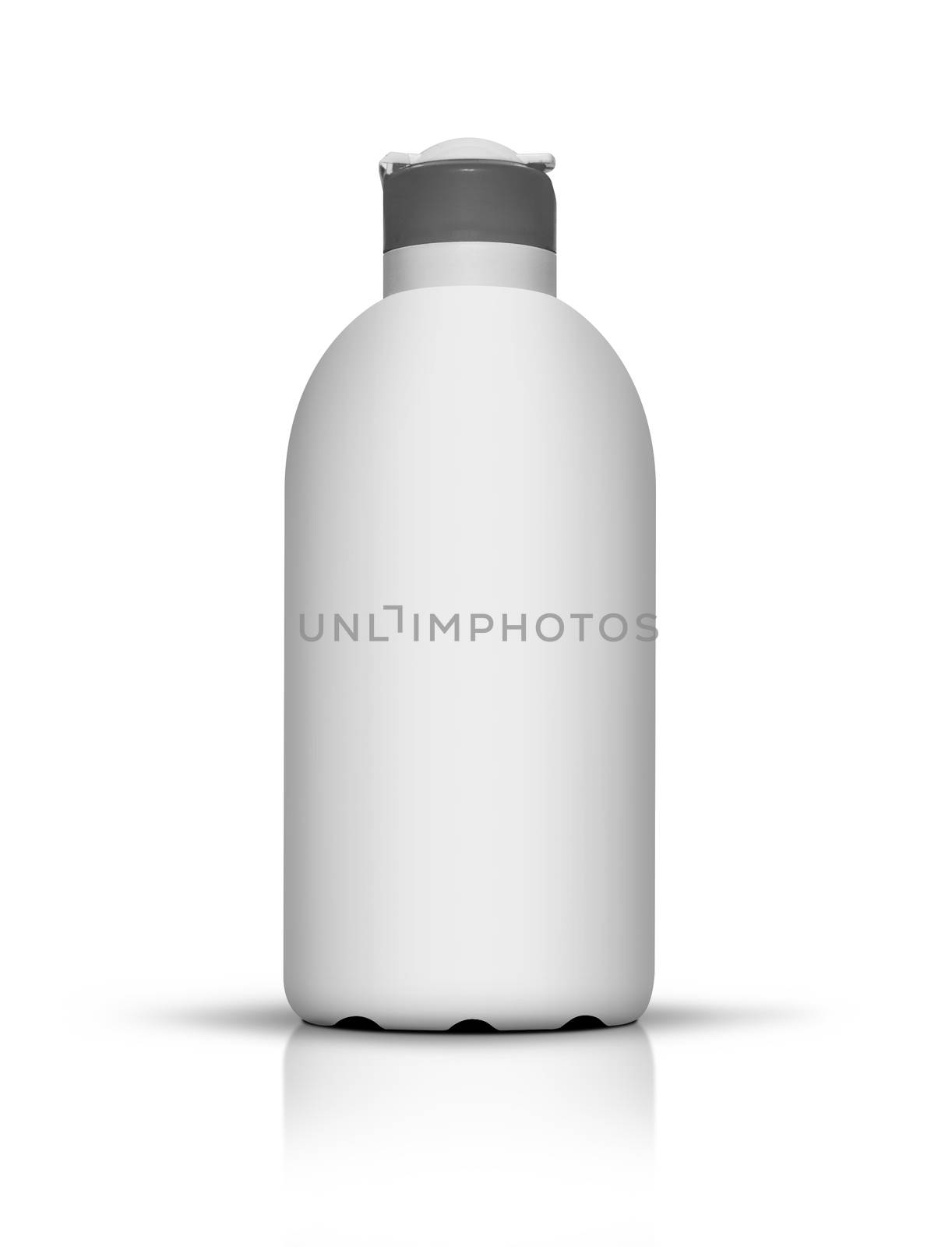 White bottle of sunscreen. On a white background. Clipping Path