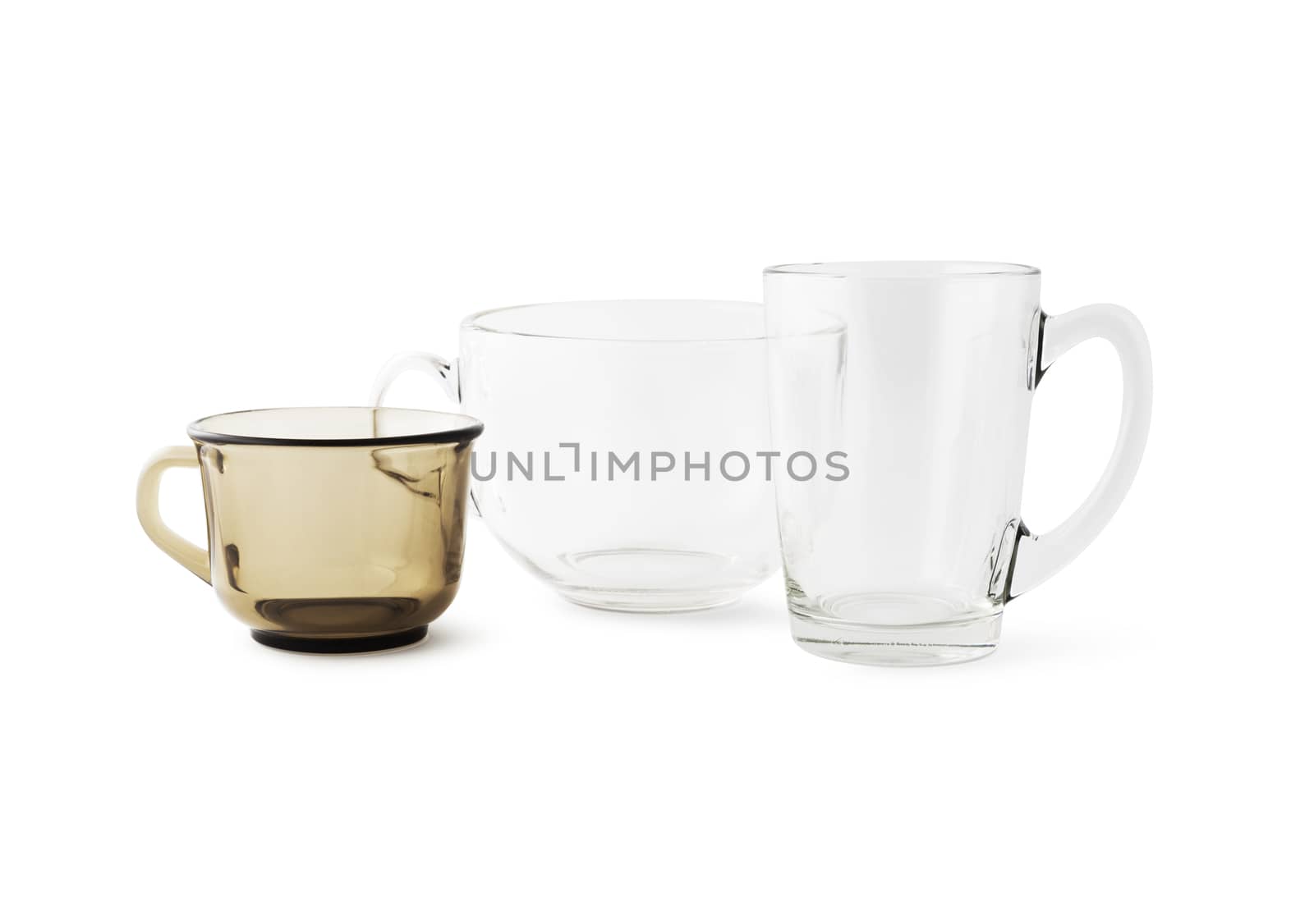 Transparent glass cup isolated closeup. With clipping path