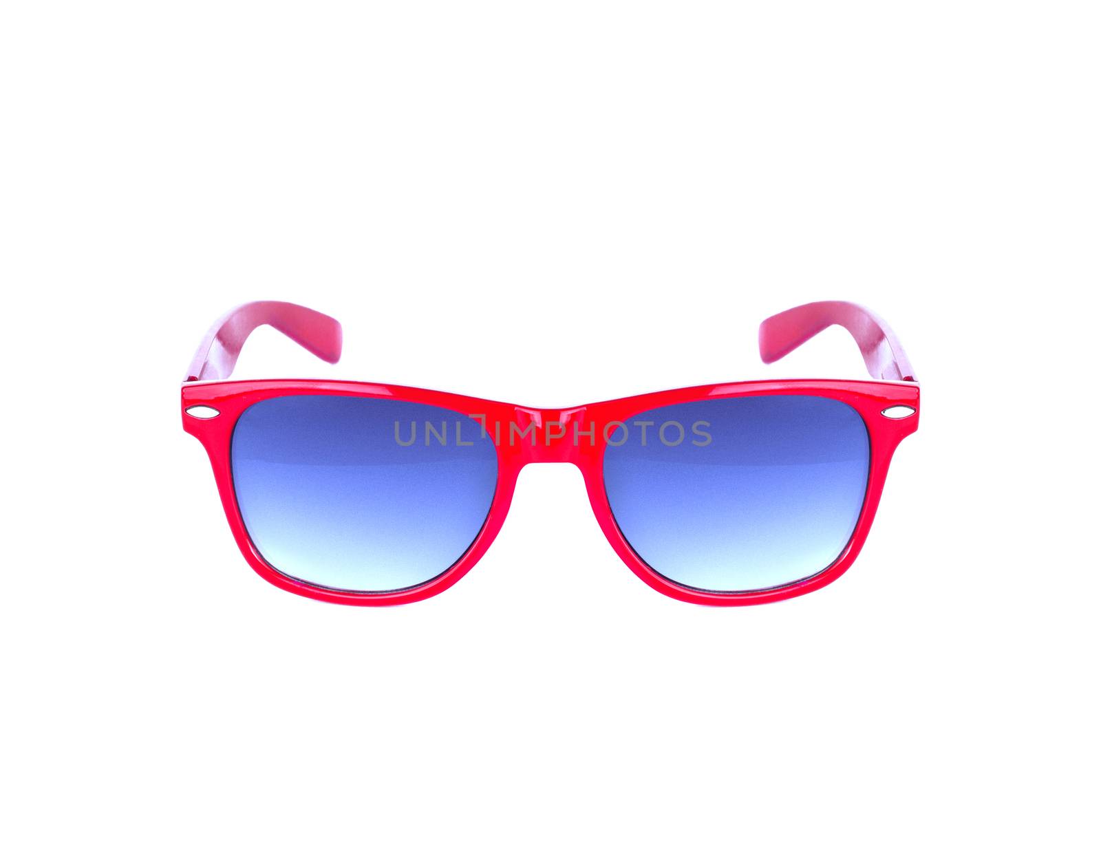 Red sun glasses isolated over the white background