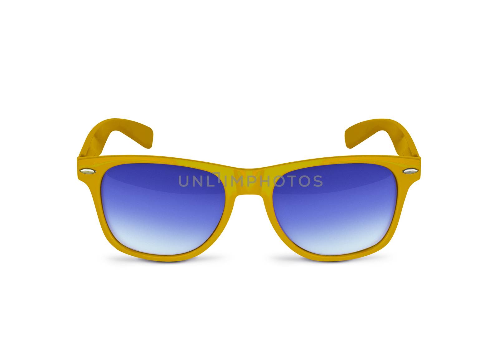 Yellow sun glasses isolated over the white background. With clipping path