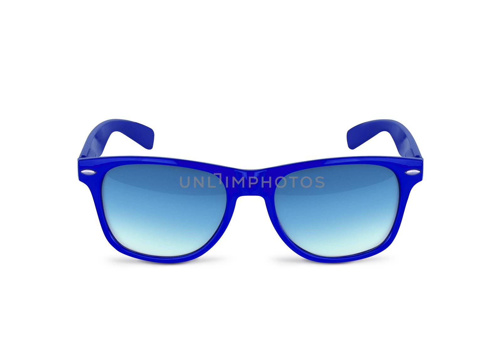 Blue sun glasses isolated over the white background. With clipping path