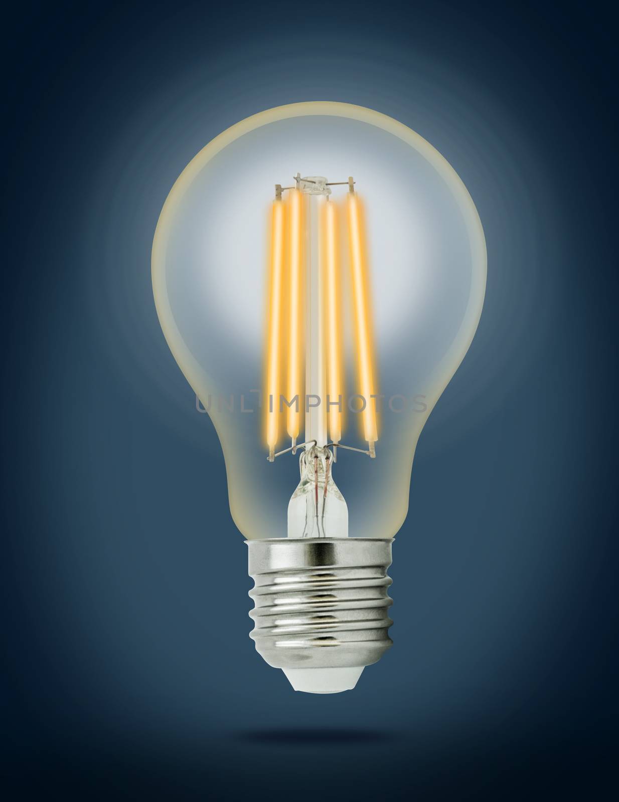 LED filament light bulb (E27). With clipping path