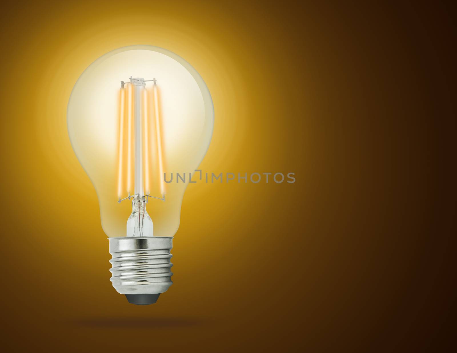 LED filament light bulb, Warm White 2700K (E27).