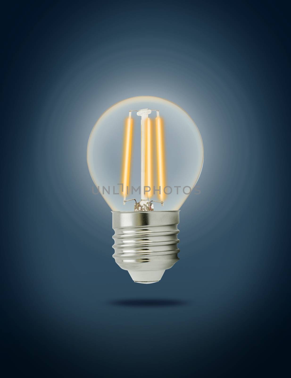 LED filament light bulb (E27). With clipping path