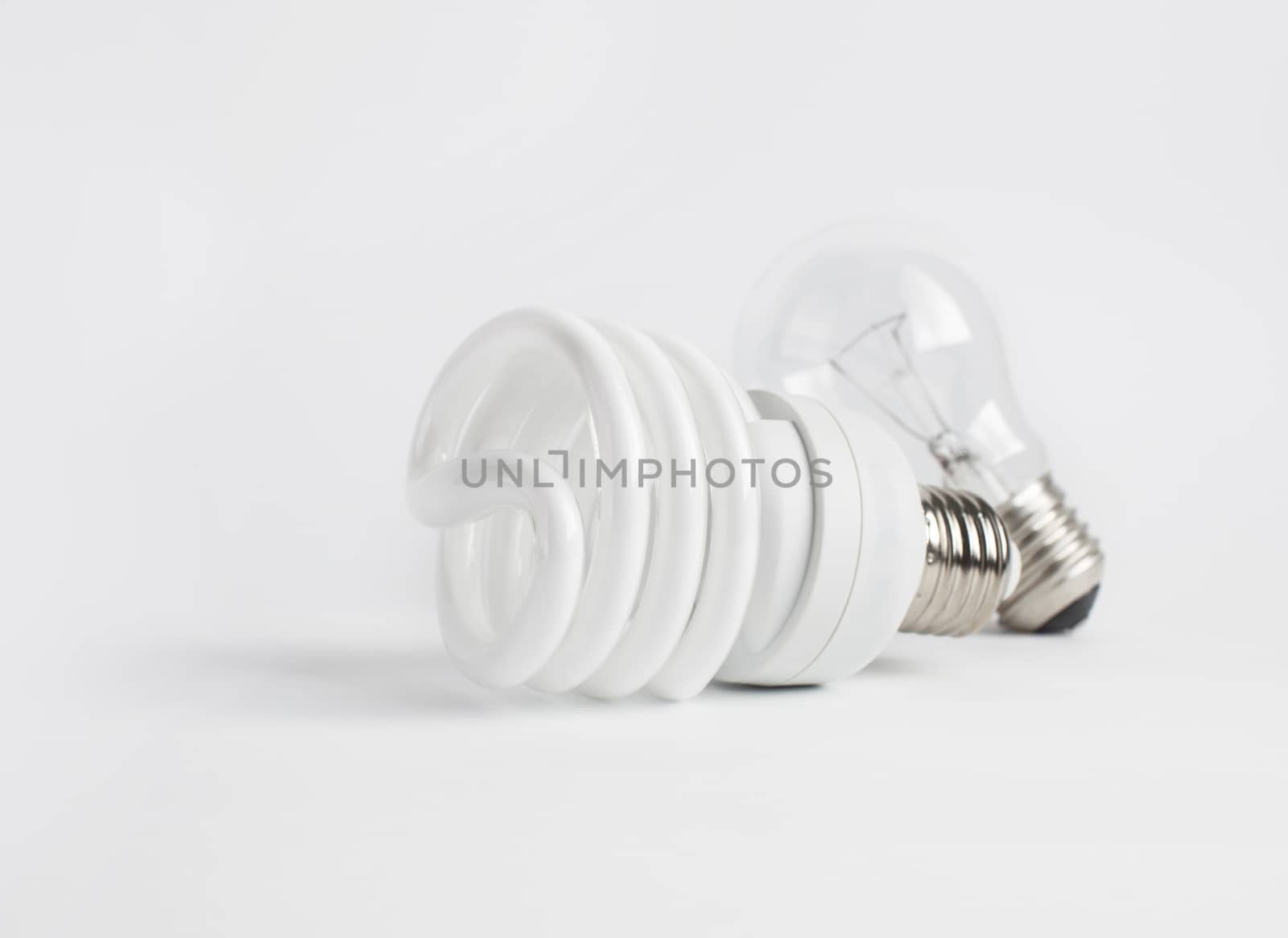 Energy saving light bulb on a white background
