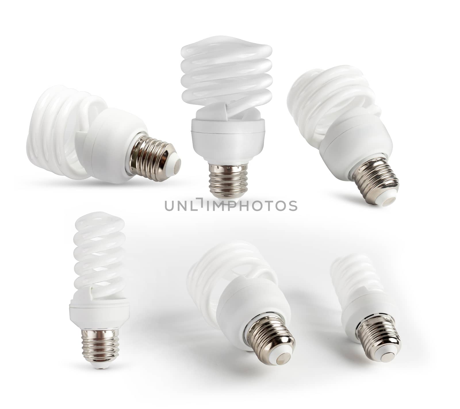 Set Energy saving light bulb on a white background isolated.