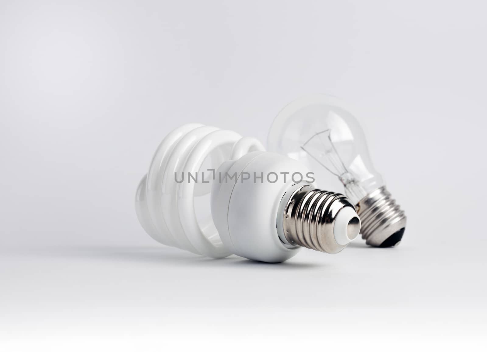 Energy saving light bulb on a white background
