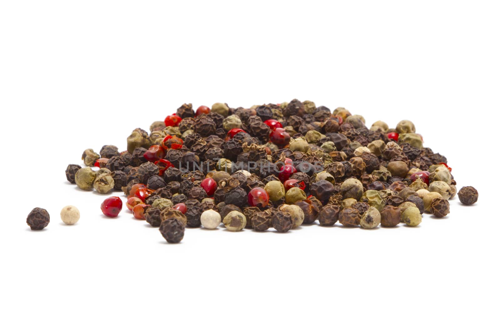 Colored Peppers Mix isolated on the white background
